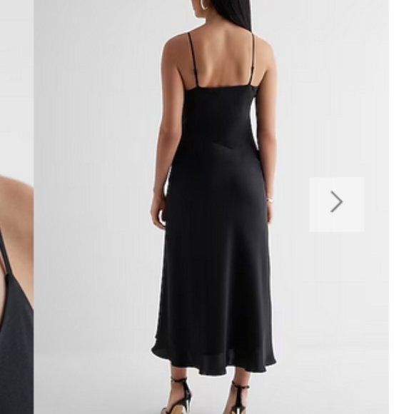 Satin Scoop Neck Midi Downtown Cami Slip Dress - Picture 1 of 3